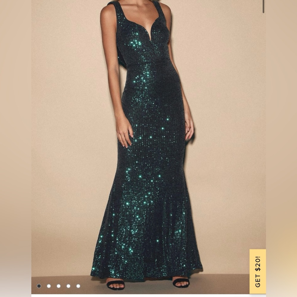 Lulus emerald green sequin mermaid maxi dress